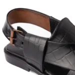 Black Crocodile Air Peshawari Chappal Close
