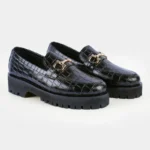 Black Crocodile Chunky Loafers L2