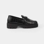 Black Crocodile Chunky Loafers Single Back