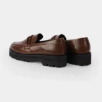 Brown Crocodile Chunky Loafers L1 BACK