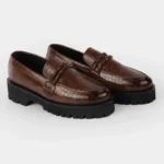 Brown Crocodile Chunky Loafers L1