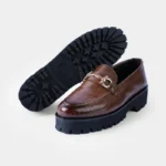 Brown Crocodile Chunky Loafers L2 Back