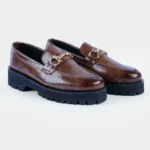 Brown Crocodile Chunky Loafers L2